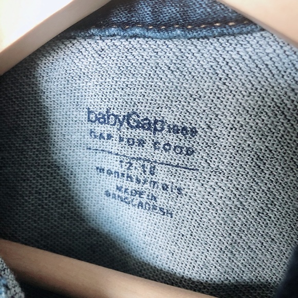 GAP Jean denim dark wash shirt shacket 12-18m baby shirt unisex stretchy - Picture 10 of 10